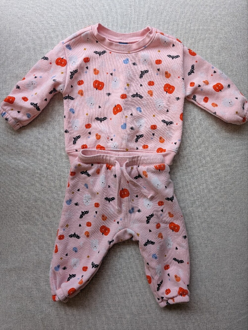 Pink Baby Sweatsuit with Halloween Print